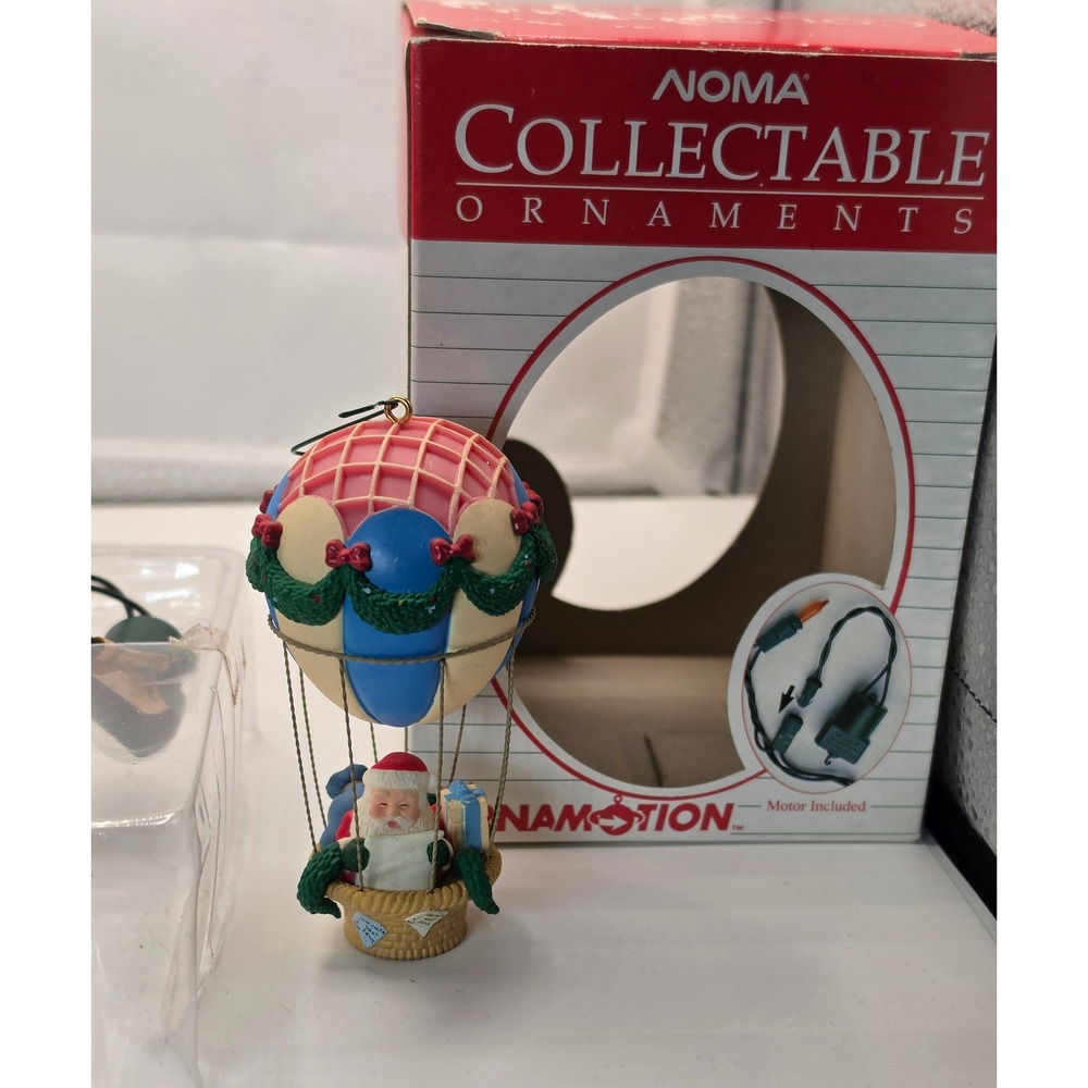 Vintage 1992 NOMA Ornamotion Santa Hot Air Balloon Rotating Ornament *Not Tested
